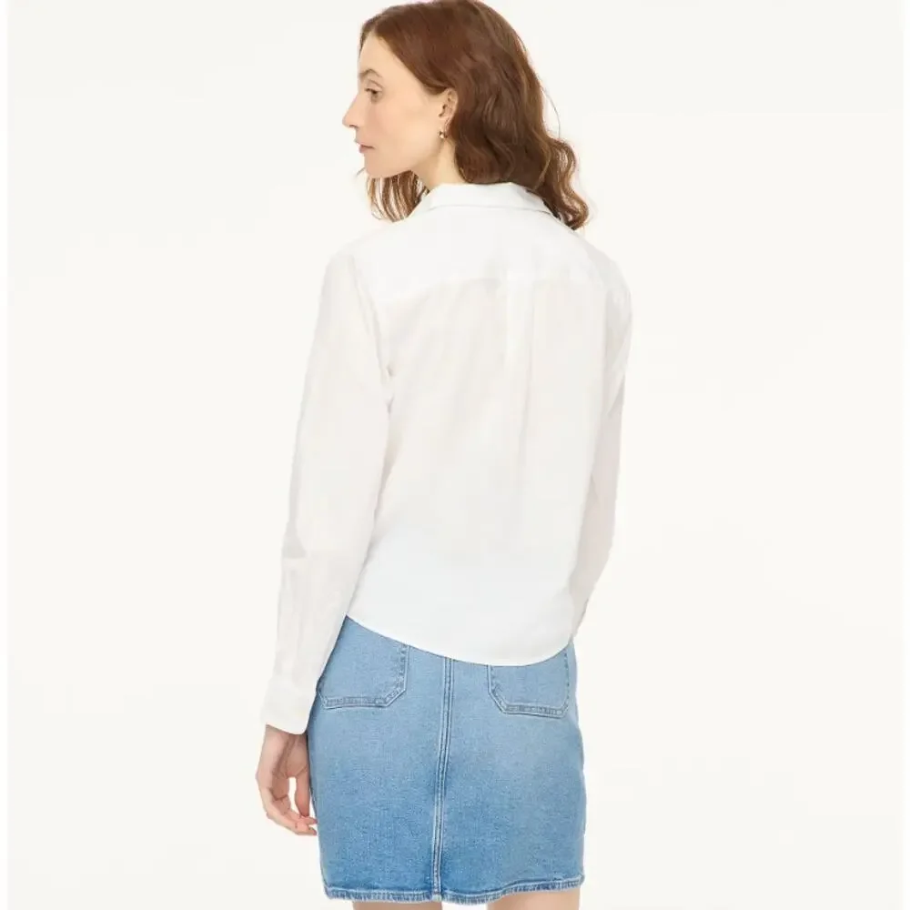 J.Crew Petite Modern Button-Up Shirt WMNS PS White Long Sleeve Collared Stretch